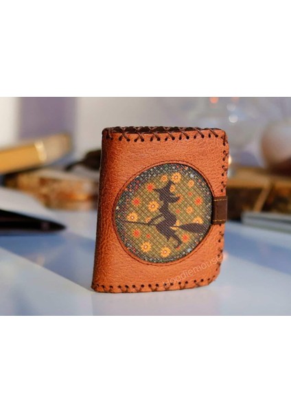 Cadı Figürlü Küçük Cüzdan Etnik Bohem Retro Style - Taba