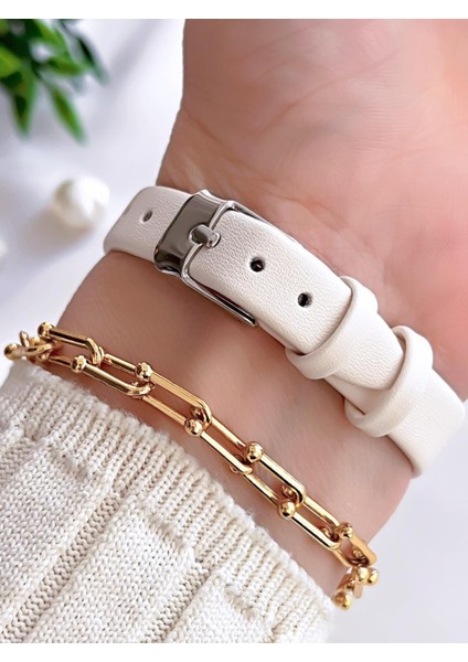 Deri Kordon Vintage Seri Kadın Kol Saati+Bileklik Hediyeli CL8104.BM5 modelleri