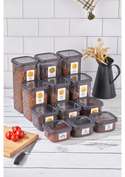 Elvis 80 Parça Erzak ve Bakliyat Saklama Kabı Seti 8x(1,10-1,70 LT)12X(0,5 LT)10X(350ML)2X(3,2LT)