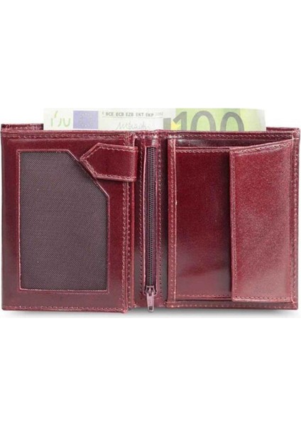 Çok Bölmeli Dikey Bordo Deri Erkek Cüzdanı fiyatları