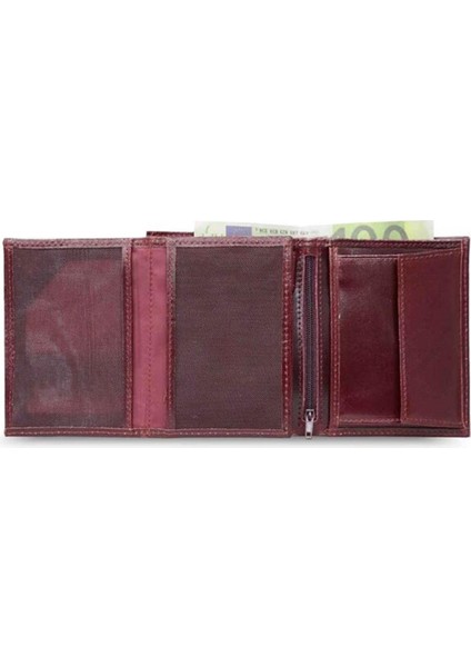 Çok Bölmeli Dikey Bordo Deri Erkek Cüzdanı modelleri