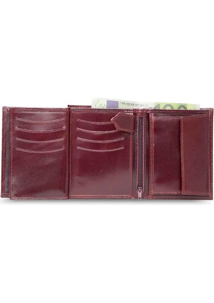 Çok Bölmeli Dikey Bordo Deri Erkek Cüzdanı fırsatları