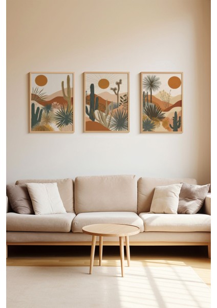 Gerçek Ahşap Çerçeveli 3 Parça 3D Poster Tablo Seti - ERSY3SET10