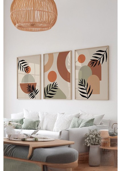 Gerçek Ahşap Çerçeveli 3 Parça 3D Poster Tablo Seti - ERSY3SET21