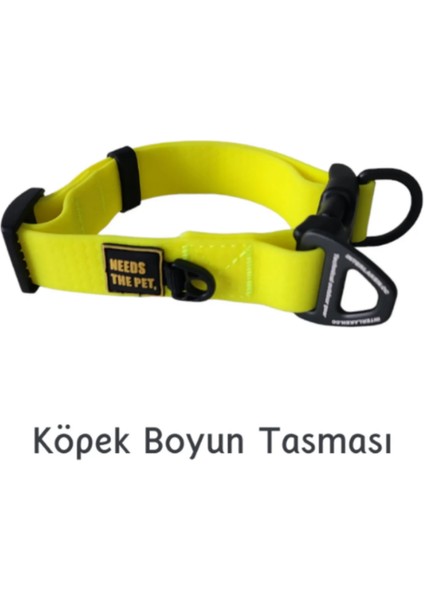 Su Geçirmez Sağlam D-Halkalı Sarı Köpek Boyun Tasması - L