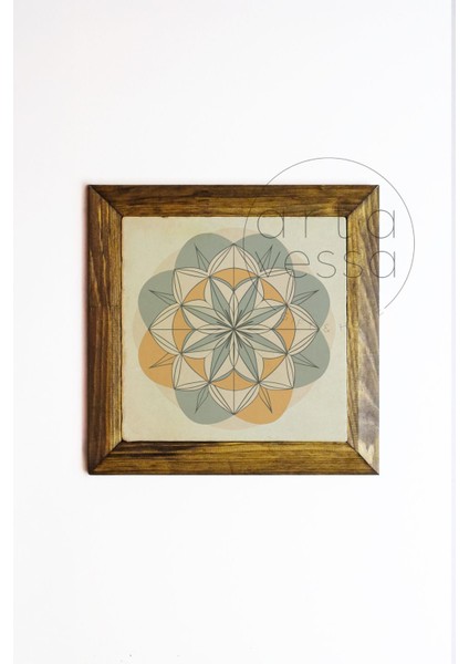 Masif Ahşap Çerçeveli Taş Tablo Pano 26 x 26 cm - Yaşam Çiçeği 2 fiyatları