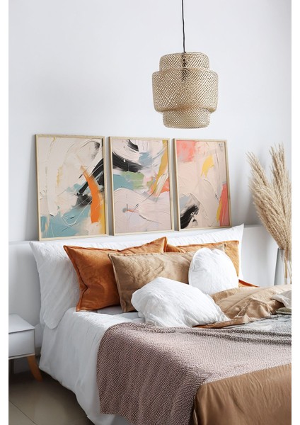 Gerçek Ahşap Çerçeveli 3 Parça 3D Poster Tablo Seti - ERSY3SET11