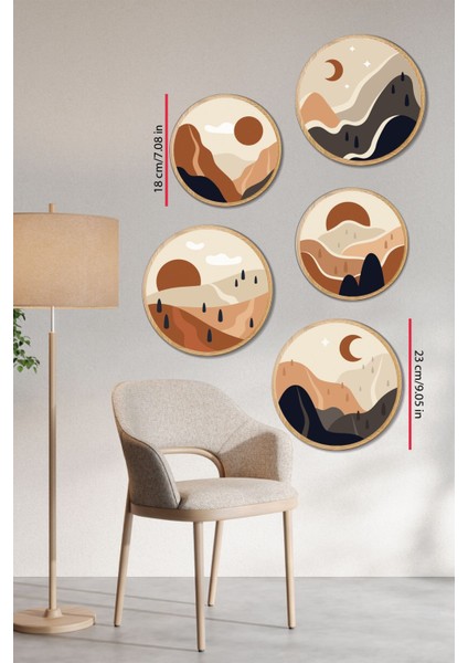 Dekoratif Oval 5 Parça Çerçeve Görünümlü Mdf Tablo Seti - Artovlcllct5 fiyatları