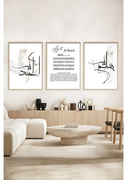 3 Parça Gerçek Ahşap Çerçeveli Tablo Seti - Artsycerceve2