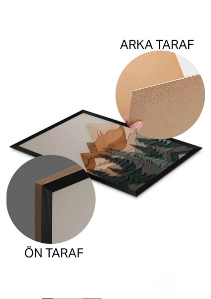 3 Parça Siyah Çerçeve Görünümlü Mdf Poster Tablo Seti - Set 24