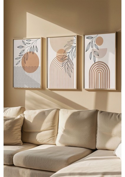 Gerçek Ahşap Çerçeveli 3 Parça 3D Poster Tablo Seti - 3DARTSOHOSET129