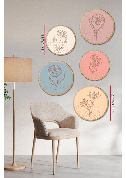 Dekoratif Oval 5 Parça Çerçeve Görünümlü Mdf Tablo Seti - Artovlcllct3 fiyatları