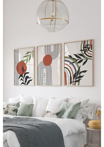 Gerçek Ahşap Çerçeveli 3 Parça 3D Poster Tablo Seti - ERSY3SET22