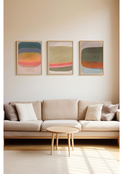 Gerçek Ahşap Çerçeveli 3 Parça 3D Poster Tablo Seti - ERSY3SET1