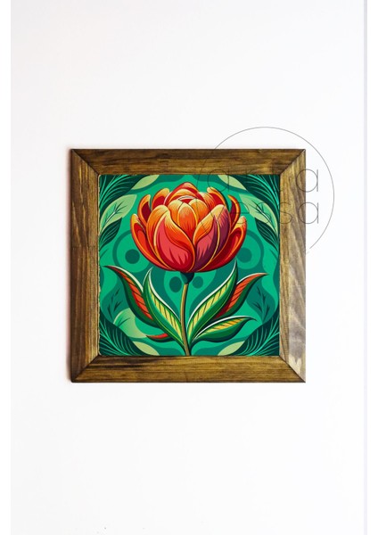 Masif Ahşap Çerçeveli Taş Tablo Pano 26 x 26 cm - Bahar ve Çiçek 1 fiyatları