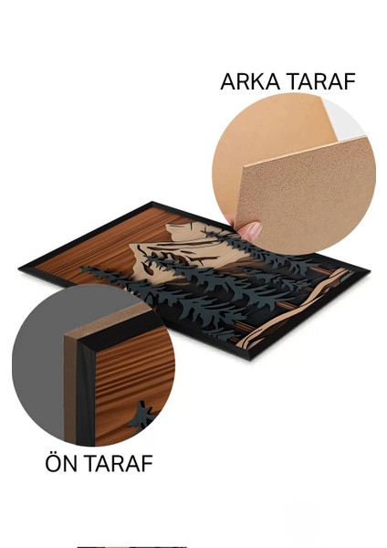 3 Parça Siyah Çerçeve Görünümlü Mdf Poster Tablo Seti - Set 9