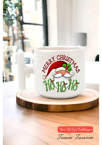 Yeni Yıl Yılbaşı Noel Tasarımlı T Kulp Seramik Kupa 3