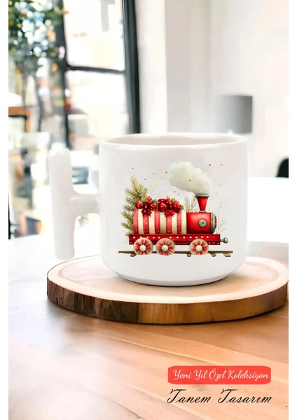 Yeni Yıl Yılbaşı Noel Tasarımlı T Kulp Seramik Kupa 3