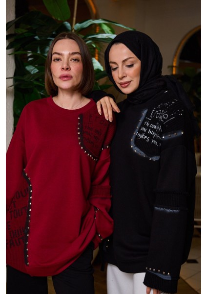 Zımbalı Nakışlıpamuk Kumaş Sweatshirt