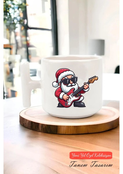 Yeni Yıl Yılbaşı Noel Tasarımlı T Kulp Seramik Kupa 2
