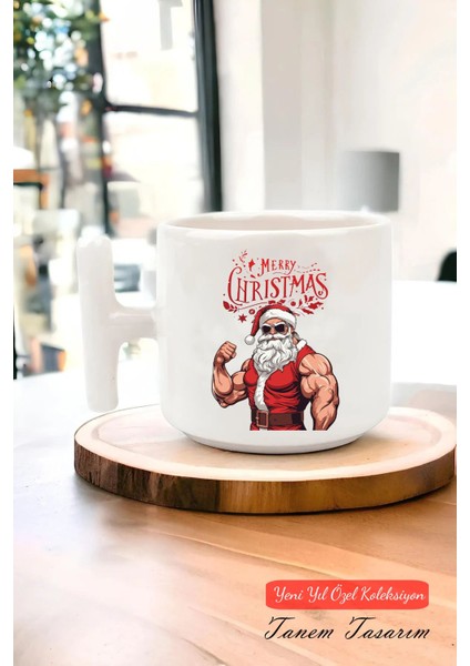 Yeni Yıl Yılbaşı Noel Tasarımlı T Kulp Seramik Kupa