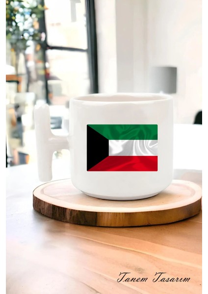 Milli Bayrak Detaylı T Kulp Kahve Kupası, Milli Renkler, Vatansever, Ulusal Kimlik, Milliyetçi Kupa