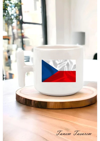 Milli Bayrak Detaylı T Kulp Kahve Kupası, Milli Renkler, Vatansever, Ulusal Kimlik, Milliyetçi Kupa