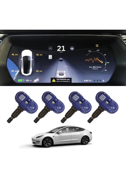 Tesla Model Y / Model 3 Orijinal Bluetooth Lastik Basıncı Sensörü (Tps), 4 Adet Set, Mavi Renk 1490701-01-B 1490701-01-C 1490701-00-B 149070101B 149070101C 149070100B