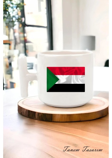 Milli Bayrak Detaylı T Kulp Kahve Kupası, Milli Renkler, Vatansever, Ulusal Kimlik, Milliyetçi Kupa