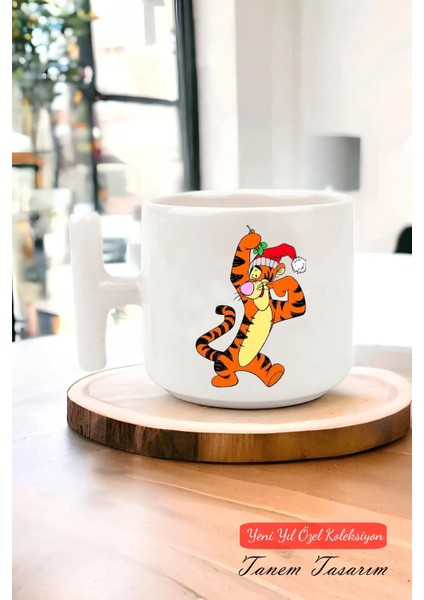 Yeni Yıl Yılbaşı Noel Tasarımlı T Kulp Seramik Kupa