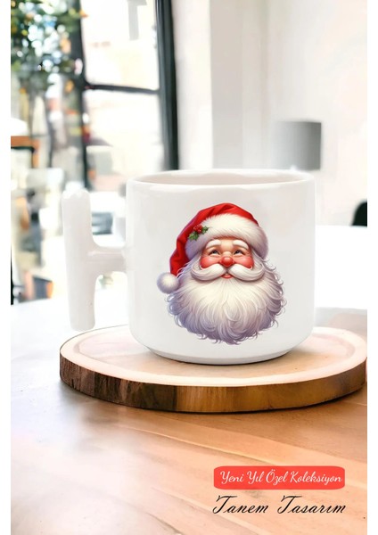Yeni Yıl Yılbaşı Noel Tasarımlı T Kulp Seramik Kupa