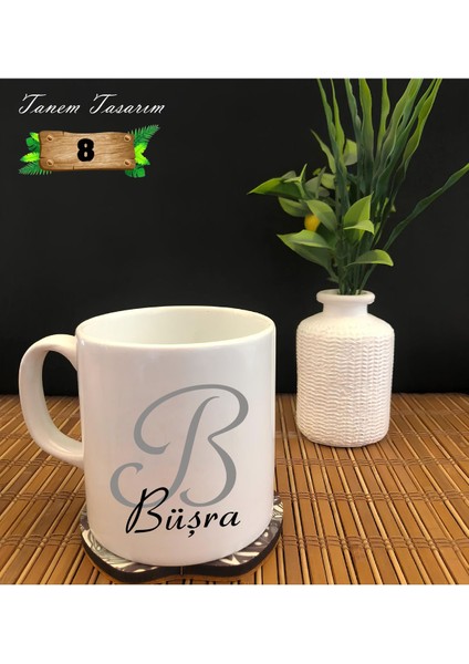 Beyaz Porselen Kupa - Tüm Harfler Kişiselleştirilebilir.