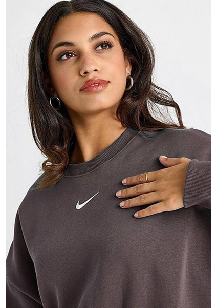 Sportswear Essential Collection Fleece Oversized Kadın Sweatshirt Kahverengi fırsatları