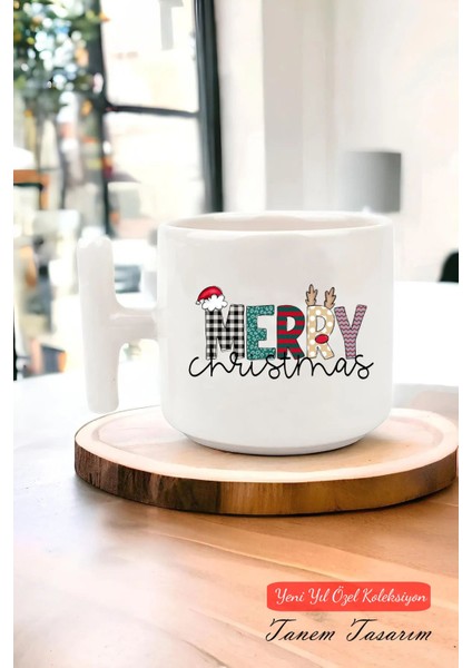 Yeni Yıl Yılbaşı Noel Tasarımlı T Kulp Seramik Kupa