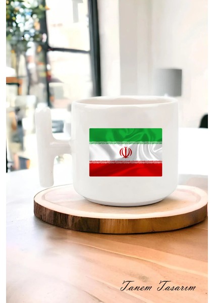 Milli Bayrak Detaylı T Kulp Kahve Kupası, Milli Renkler, Vatansever, Ulusal Kimlik, Milliyetçi Kupa