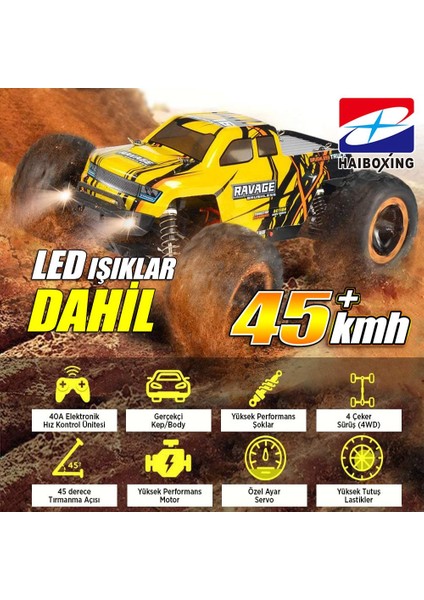 Haıboxıng 1/16TH Scale 4WD Brushless Truck Rtr (Sarı)