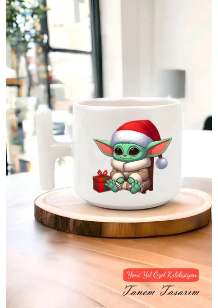 Yeni Yıl Yılbaşı Noel Tasarımlı T Kulp Seramik Kupa 3