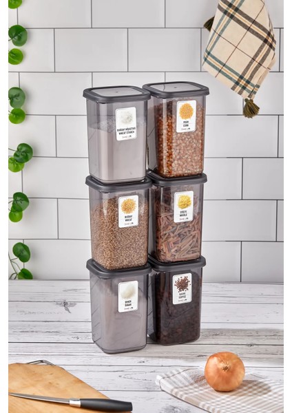 Evan 12'li 24 Parça Kare Erzak ve Bakliyat Saklama Kabı Seti 12X(1200 Ml)Etiketli
