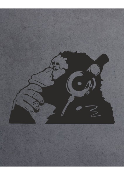 Müzik Dinleyen Maymun Sticker Araba Oto Motosiklet Karavan Etiket 02116