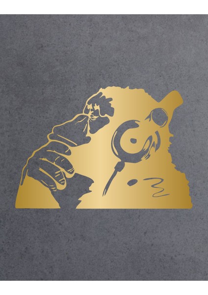 Müzik Dinleyen Maymun Sticker Araba Oto Motosiklet Karavan Etiket 02116