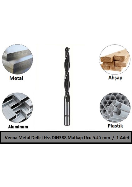 Metal Delici Hss DIN388 Matkap Ucu 9.40 mm Paket 1 Li