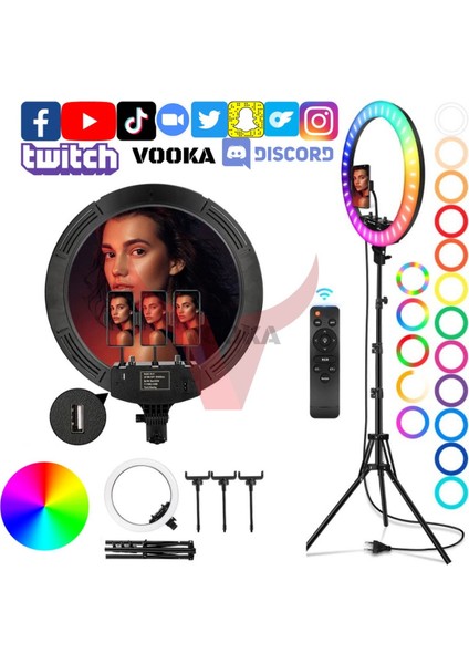 Vilya 45CM Megalüx Döküm Ayaklı Profesyonel Kuaför Makyaj Çekimleri 18ınç 460 LED Ring Lıght