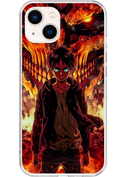 Apple iPhone 14 Plus Uyumlu Şeffaf Kılıf Attack On Titan Tasarımlı 3
