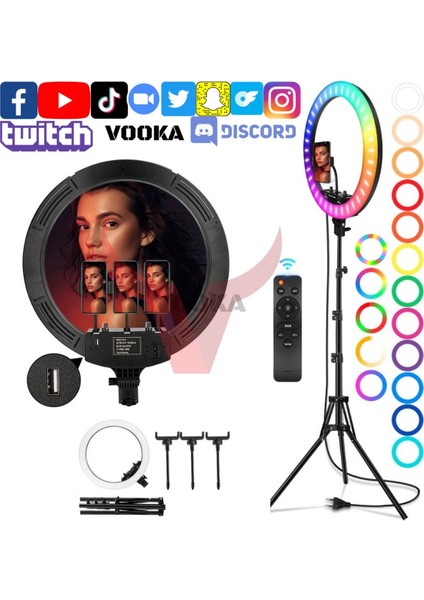 Vilya 45CM Megalüx Döküm Ayaklı Profesyonel Kuaför Makyaj Çekimleri 18ınç 460 LED Ring Lıght fiyatları
