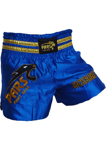 Kick Boks Şortu Nakışlı Mavi