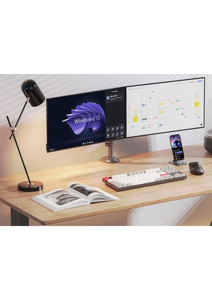 Nb Ergonomic H180 17"-27" Uyumlu Çift Kol Amortisörlü 2-9kg Profosyonel Monitör Standı