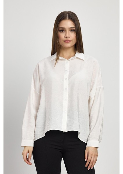 4316A Oversize Klasik Gömlek Beyaz