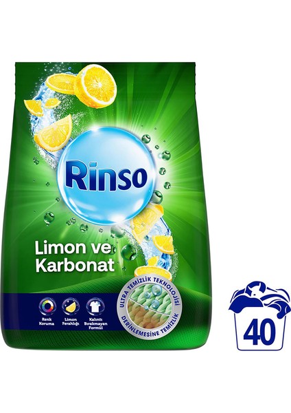 Toz Çamaşır Deterjanı Renkliler ve Beyazlar Için Limon ve Karbonat 6 kg X1