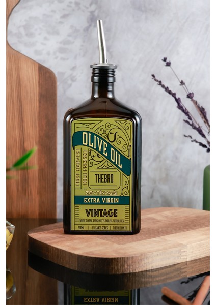 500ML Elegance Vintage Zeytinyağı Şişesi Parlak Metal Şişe Dökücülü