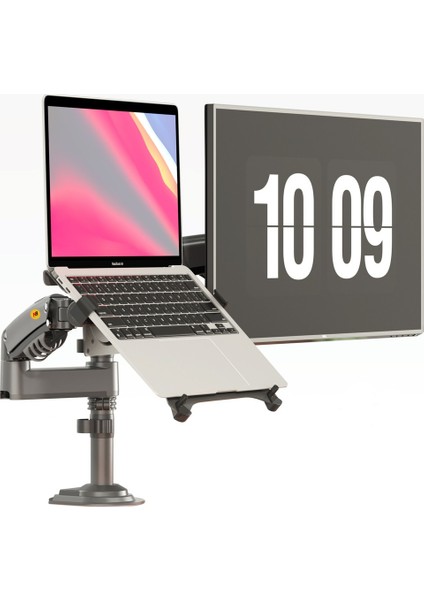 Nb H180-FP Çift Kol Amortisörlü Monitör Tutucu ve 10"-17" Laptop Standı